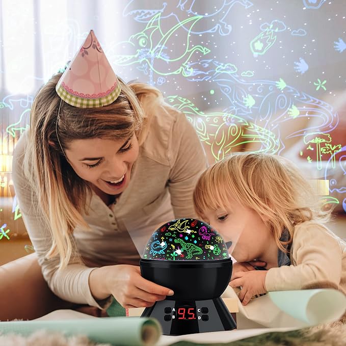 Dinosaur Night Light Projector for Kids Toys for Boys Room, 360 Degree Rotation with 17 Colors Dino Projection Light for Toddler Nightlight Lamp Birthday Gifts for Boys Bedroom Decor
