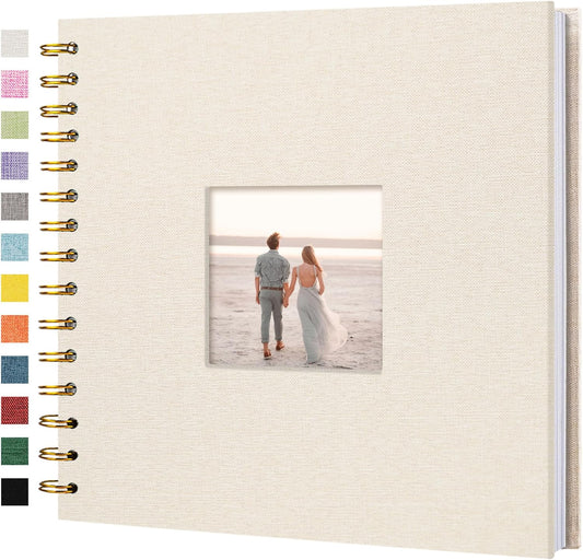 8 x 8 Inch Scrapbook Photo Album Linen Cover, Hardcover Kraft White Pages Memory Book, for Travel Wedding Guest Book Christmas Baby Shower (20 Sheets/ 40 Pages,Beige)