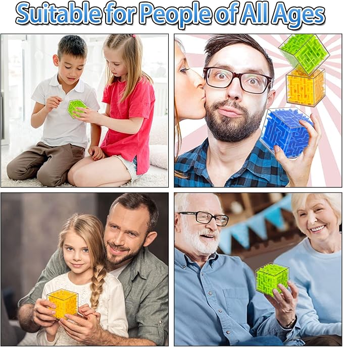 10 Pack Maze Puzzle Cubes, 3D Magic Cube Bulk Brain Teasers for Kids and Adults Educational Puzzle Boxes, Kids Party Favors & Classroom Prizes Puzzles Toys, Color Random(Not Money Maze)