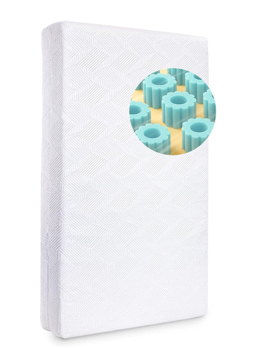 BABELIO Ergonomic Zoning Crib Mattress Dual-Sided Memory Foam Waterproof 6" Thick Toddler Mattress with Zipper Cover, Fits Standard Crib