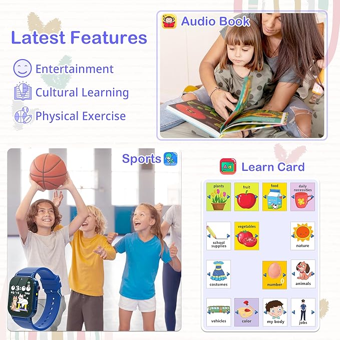 Kids Smart Watch Boys with 32 Games, Kids Watch for Boys Age 5-12 with HD Touch Screen Camera Pedometer Video Music Player Audiobook, Toys for 10 9 8 7 6 5 Year Old Boy Birthday Gift