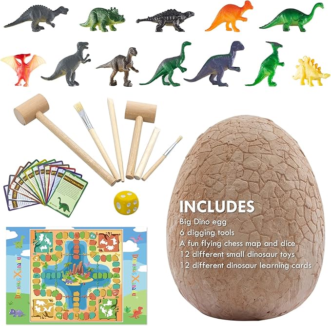 DoDoMagxanadu Dinosaur Egg Excavation Kit, Dinosaur Egg Toys for Boys Discover Jumbo Egg,Dino Egg Dig Kit Stocking Stuffers Science STEM Dinosaur Party Favors for Boys & Girls