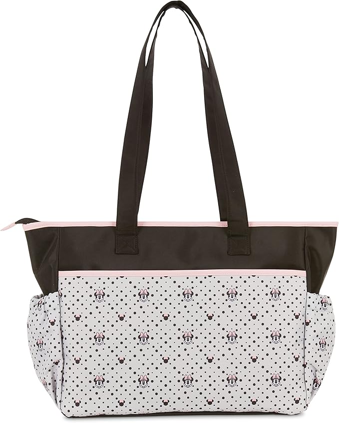 Disney Cudlie Diaper Tote Bag for Moms | Large Spacious Travel Diaper Tote for Baby Boy and Girl | 17-Inches Wide Multi-Functional Baby Bag with Cute Patterns