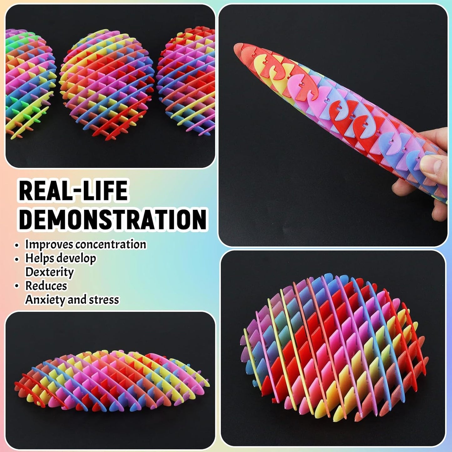 Fidget Worm Toy,Worm Big Fidget Toys Adults and Kids, Funny Stretchy Sensory Stress Toys, Fidget Sensory Squeeze Toys, Relieves Stress and Anxiety Finger Toys for Kids with Autism ADHD-Rainbow