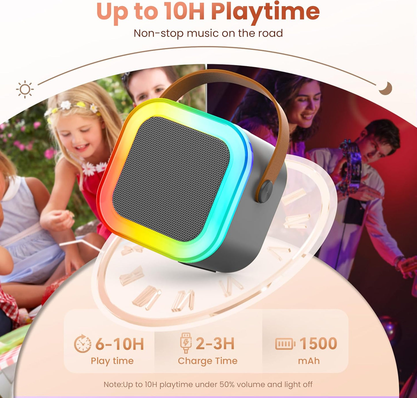 Karaoke Machine for Kids Adults, Portable Bluetooth Mini Karaoke Microphone Singing Speaker Karaoke Player with 2 Wireless Mic, for All Smartphones,Birthday, Family,Home Party (Space Gray)