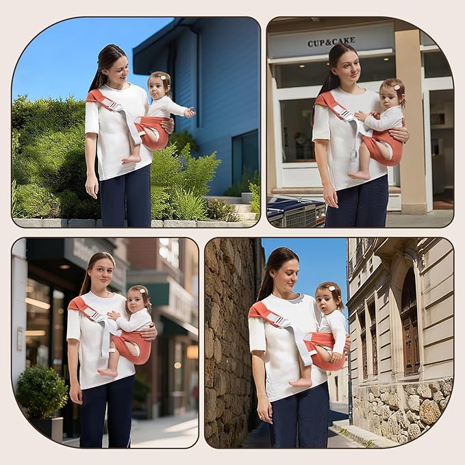 Toddler Carrier for 25-60 lbs,Comfortable&Lightweight Baby Sling Carrier,Adjustable with Left/Right Shoulder Straps,One Size Fits All,Ideal for Shopping and Travel-Orange