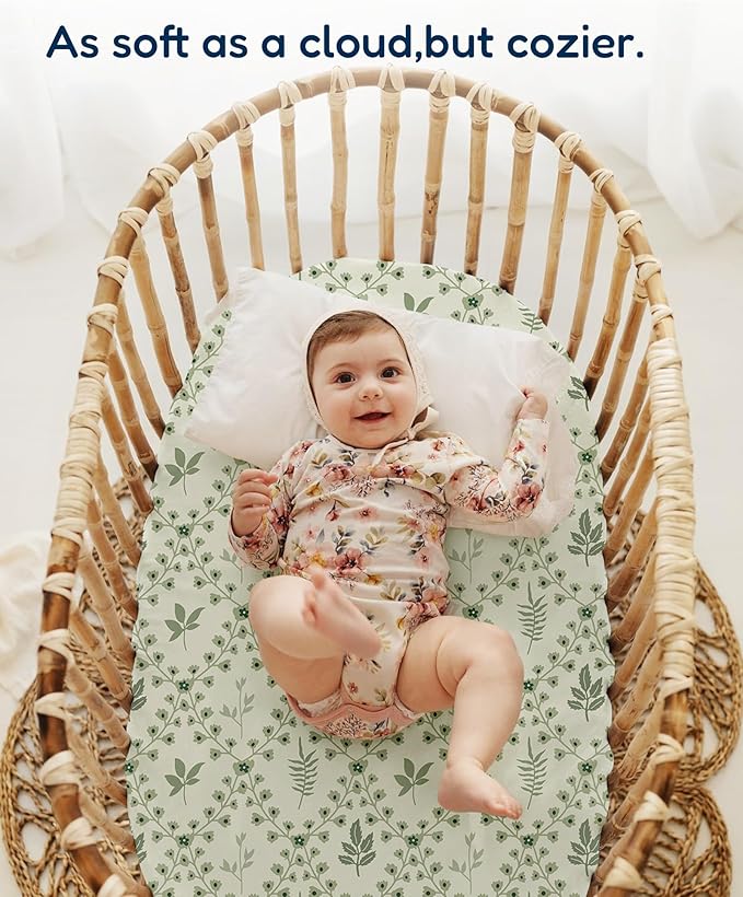 Bedside Sleeper Bassinet Fitted Sheets 33x20 for Maxi COSI Iora, Koola Baby, Baby Joy, Angelbliss, Kidsclub Bedside Bassinet - Buttery Soft Sheets, 2 Pack