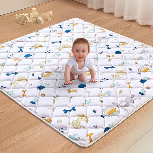 Lilyvibebearhappy Baby Play Mat, 59x59 Inch Thicker and Larger Non-Slip Cushioning Foam Playmats for Babies,Toddlers, Infants, Play & Tummy Time, Foldable and Machine Washable Baby Mat for Floor