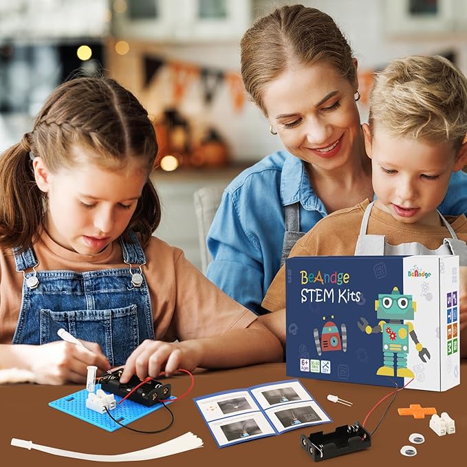 7 Set Bulk STEM Kit Individual Craft Kits for Kids, Science Projects Crafts Group Activity, Light Experiments Circuit Toys, Fun Fiber Optic STEAM Activities for Boys Girls Ages 6-8 8-12 6 8 10 Year