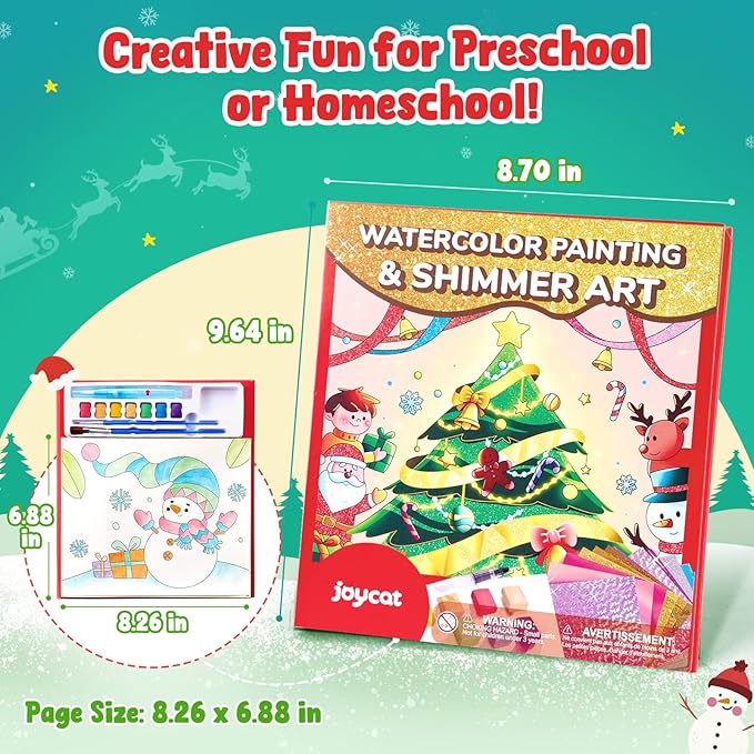 JoyCat Paint with Water Coloring Books, Art & Craft Activity, No Mess Art for Kids Ages 4-8, Craft Kits & Supplies, DIY Creative Activity, Presents for Girls & Boys (Christmas)
