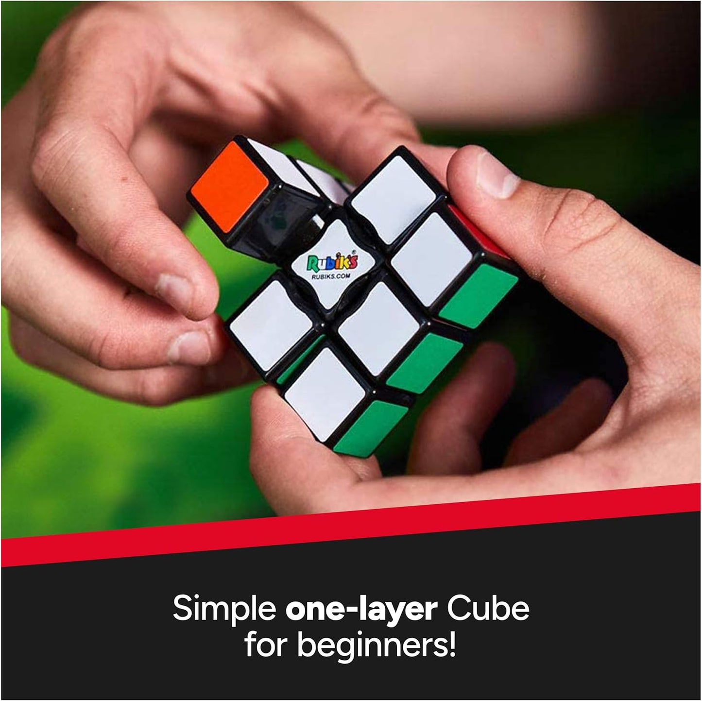 Rubik’s Edge, 3x3x1 Rubik’s Cube for Beginners Single Layer Puzzle Retro Educational Brain Teaser Travel Fidget Toy for Adults & Kids Ages 8+