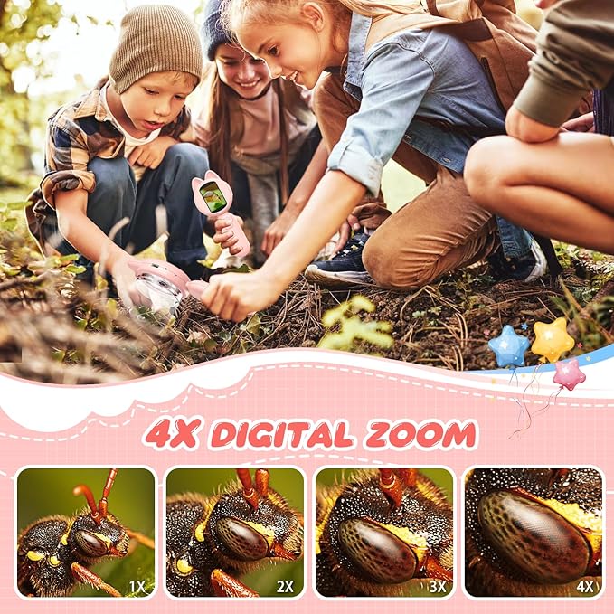 100X Handheld Microscope with 2" LCD Screen, Magnifying Glass for Kids with 8 LED Lights, Christmas Birthday Gifts for Children