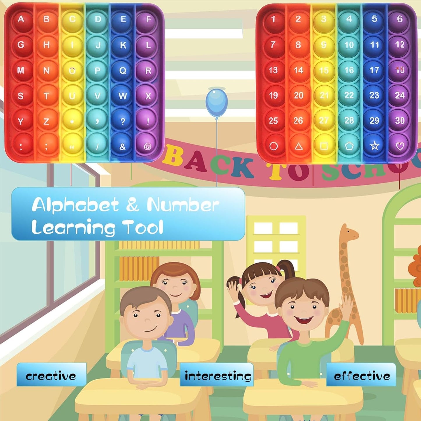 Alphabet Number Fidgety Popper (1 Pcs), ABC Learning & Educational Letter Popper Game, Stress Relief Autism Sensory Toys, Preschool Kindergarten Classroom Must Haves, Homeschooling Supplies