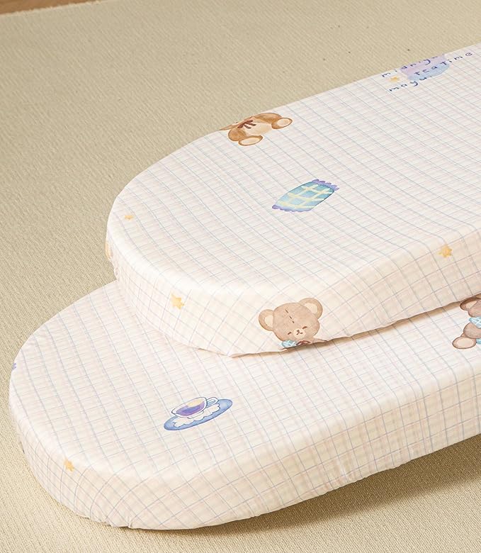 SDY Bear Bassinet Sheets Boys Girls,2PK Soft Boho Neutral Toddler Bedding Bed Sheets Fits Well Standard Size Crib Mattress 32 * 16 * 4 inches (Airship&Bear)