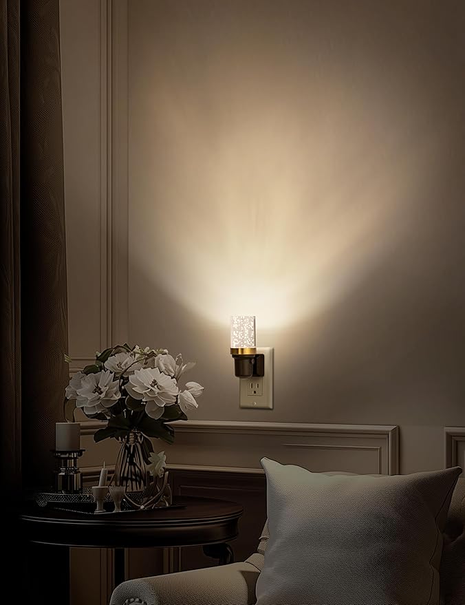 DORESshop LED Night Lights Plug into Wall, Modern Decorative Design Nightlights Plug in, Adjustable Brightness, Dimmable Night Light, Perfect for Adults' Bedroom, Hallway, Bathroom,Warm White