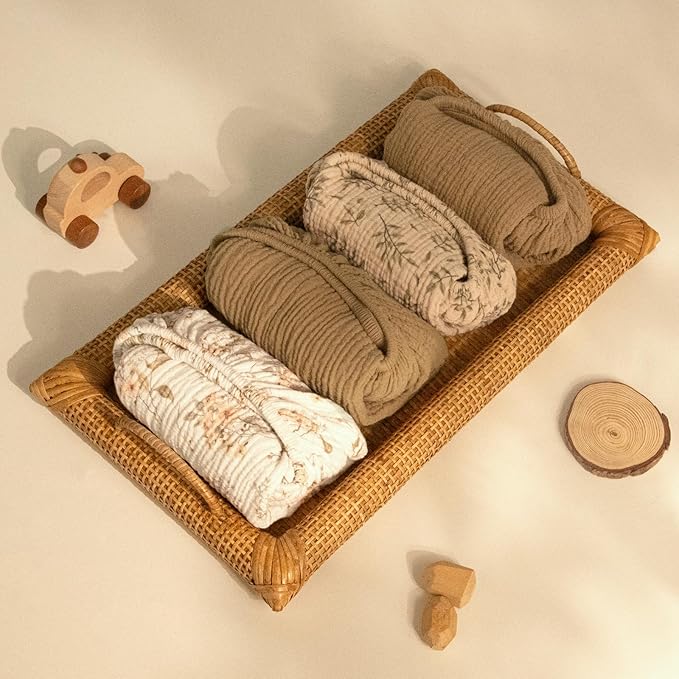 lulumoon Baby Bassinet Sheets Muslin: Soft Fitted Bassinet Sheets Floral for Girls - Fit for Oval Rectangle or Hourglass Mattress