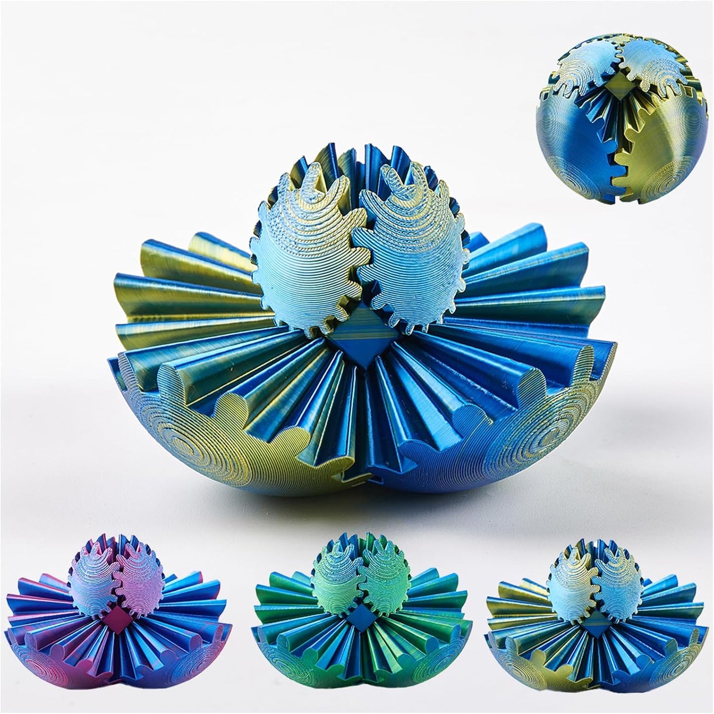 Gear Ball - Steampunk Spin Miracle Fidget, Fidget Gear Ball, 3D Printed Gear Ball Spin Ball Gear Fidget Toy, Hand Spin Ball for Stress and Anxiety (Green)