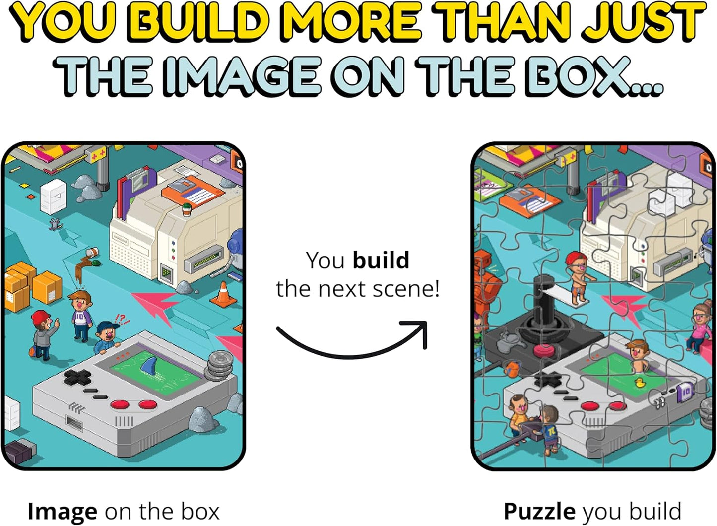 Jigsaw Puzzles 1000 Pieces - Magic Mystery Story Secret Ending Puzzle - Perfect Game Night for Adults & Kids - Pixel Art Gamer Movie TV Show Superhero Theme (Glitch)