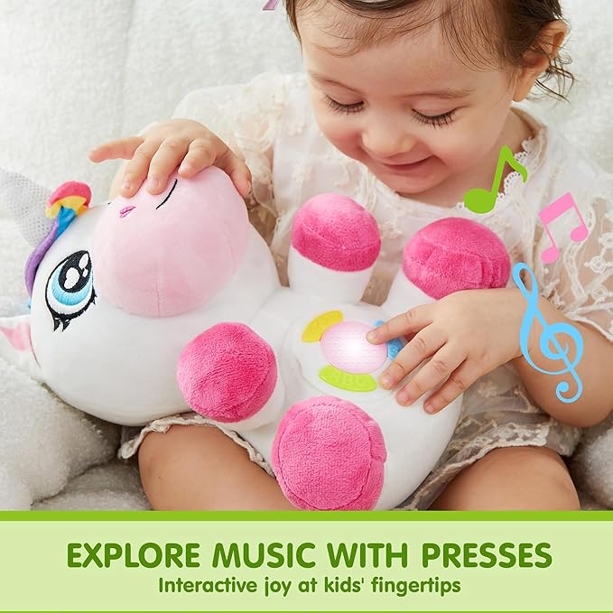 JOYIN Musical Unicorn Plush Baby Toy, Stuffed Animal with Music & Light, Baby Musical Soft Plush Toys for Infant Babies, Christmas Birthday Gifts for Boys and Girls 6+ Months