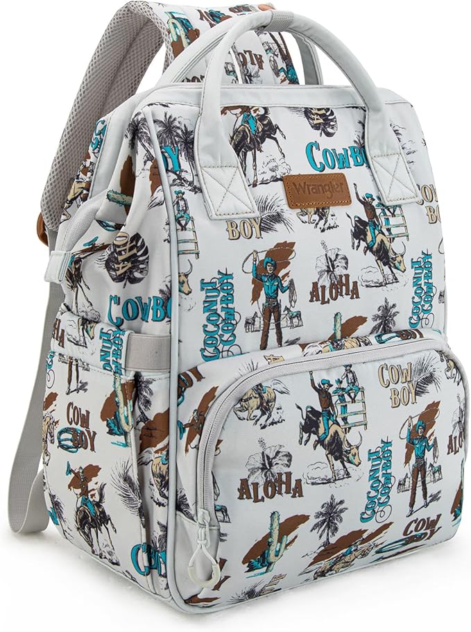 Montana West Wrangler Callie Diaper Bag Backpack with Stroller Straps Western Pattern Multifunction Baby Travel Bag WG2204-91102BG