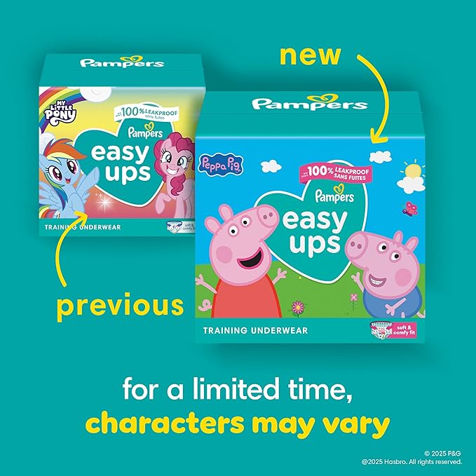 Pampers Training Pants - Easy Ups Girls & Boys - Size 5T-6T, 80 Count, Peppa Pig Potty Underwear (Packaging May Vary)