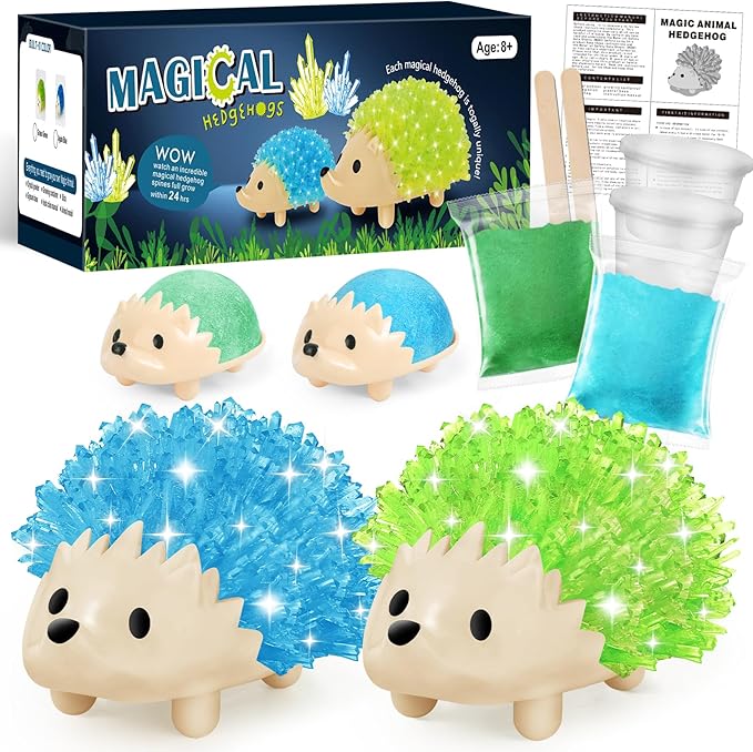 sdaymol Crystal Growing Kit for Kids - 2 Colors Hedgehog to Grow Fast in (24H),Science Experiments Learning & Educational Toys,Science Kits for Kids Age 8-12 STEM Project Gifts for Boys & Girls 6+
