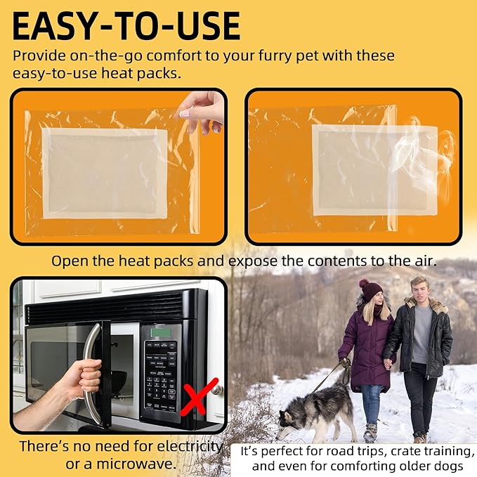 (15-Pack Upgraded Heat Packs for Newborn Puppy, Anxiety Dog Toys Replacement Heat Packs, Disposable Puppy Warmers - Lasting for Approximately 40 Hours