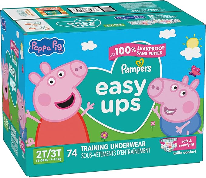 Pampers Training Pants - Easy Ups Girls & Boys - Size 2T-3T, 74 Count, Peppa Pig Potty Underwear (Packaging May Vary)
