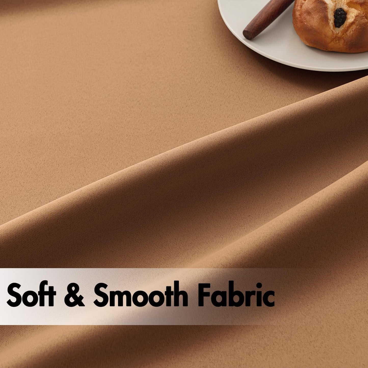 ANRODUO Back Tab Blackout Curtains for Bedroom Living Room, Rod Pocket Pinch Pleated Thermal Insulated Room Darkening Curtains 90 Inches Long 2 Panels, Brown, 42 x 90 Inch