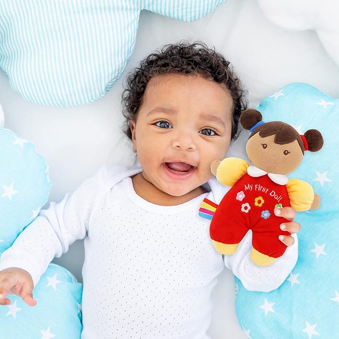 June Garden 9" My First Doll Ava - Soft Plush Baby Doll - Red Outfit