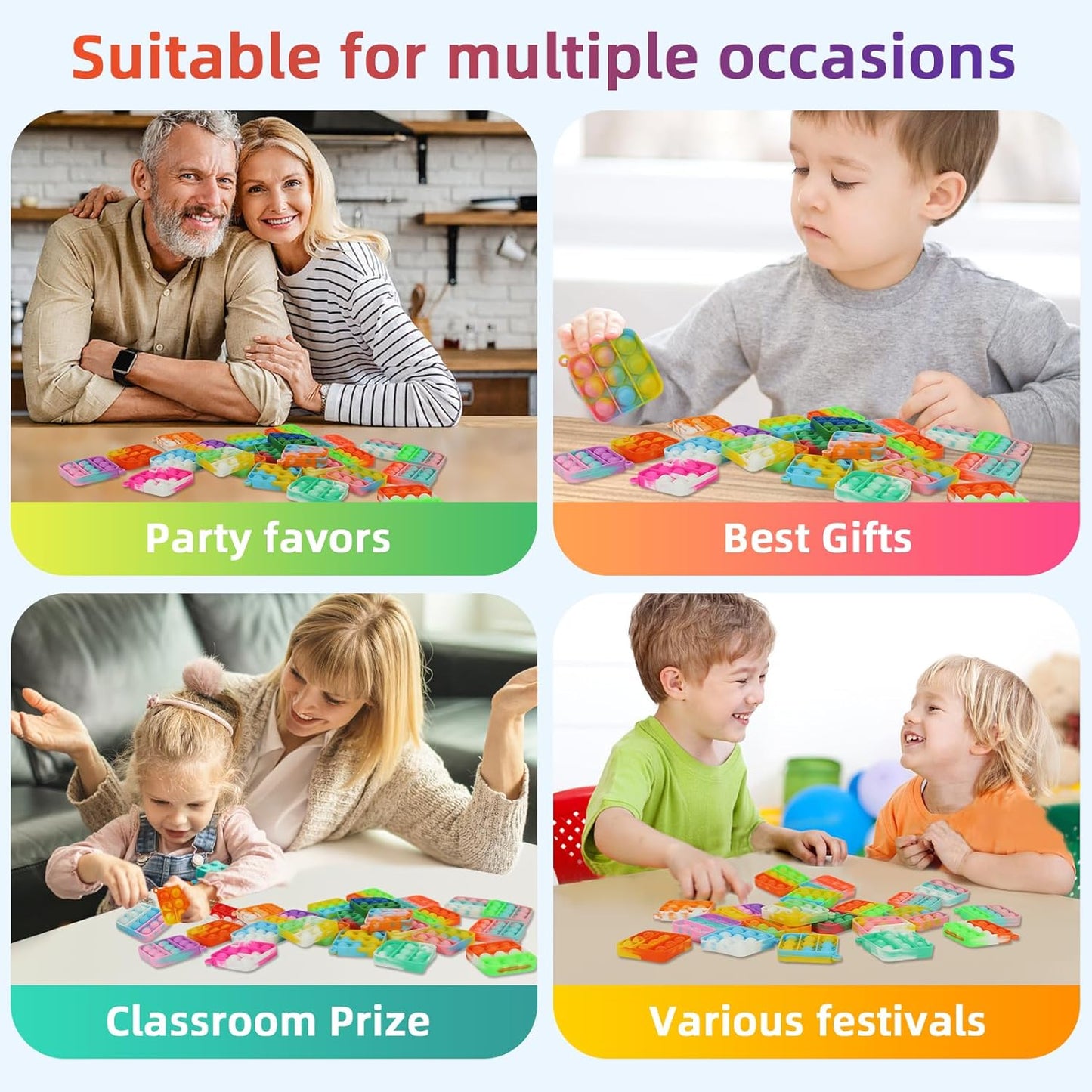 57PCS Party Favors for Kids,Fidget Toys Bulk Its Birthday Party Favors for Kids Toddlers Adult, Small Classroom Prizes Box Fidgets Toys for Kids, Goodie Bag Stuffers, Treasure Chest, Bubbles Poppers