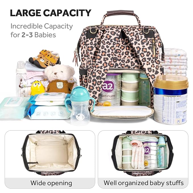 LitBear Diaper Bag Backpack, Fashion Large Capacity Multifunction Nappy Bags