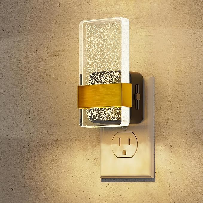 L LOHAS LED Night Light, Bathroom Night Lights Plug Into Wall with Dusk-to-Dawn Sensor, 0-100LM Dimmable Nightlight, Wall Sconce-Style Design Nightlights for Hallway,Stairway,Gift, 1 Pack