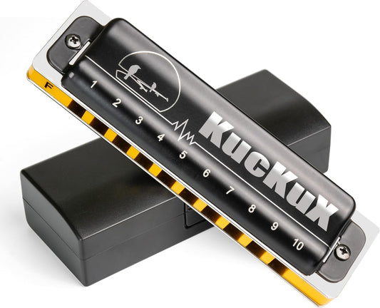 Diatonic Harmonica of F Key,Blues Mouth Organ 10 Holes 20 Tones, Reed of Phosphor Bronze, ABS Combo, Easy-Clean Cover,10 Holes Blues Harp for Adult, Beginner