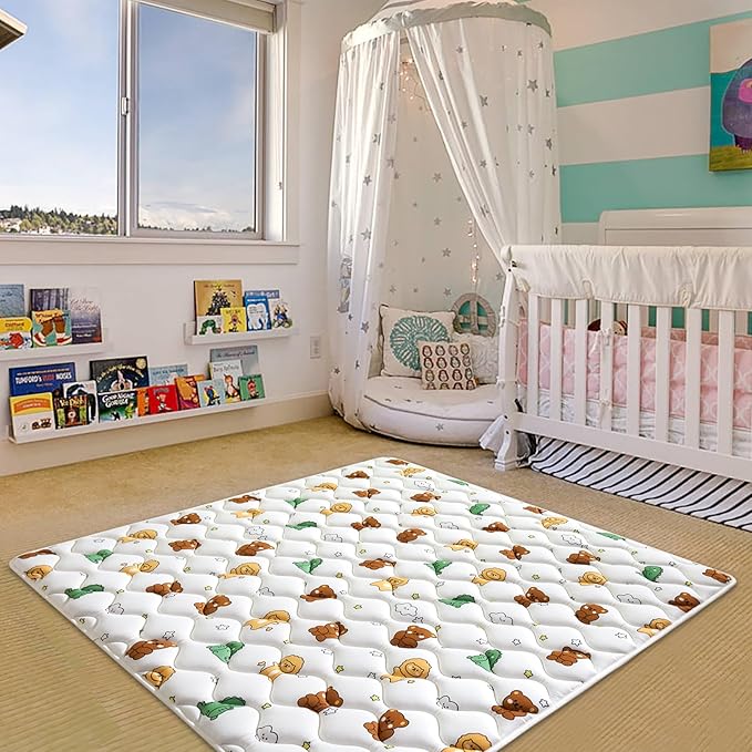 Premium Foam Baby Play Mat 47" X 47", Thicken One-Piece Crawling Mat, Non-Slip Cushioned Baby Playmats for Infants, Babies, Toddlers - Machine Washable for Easy Care
