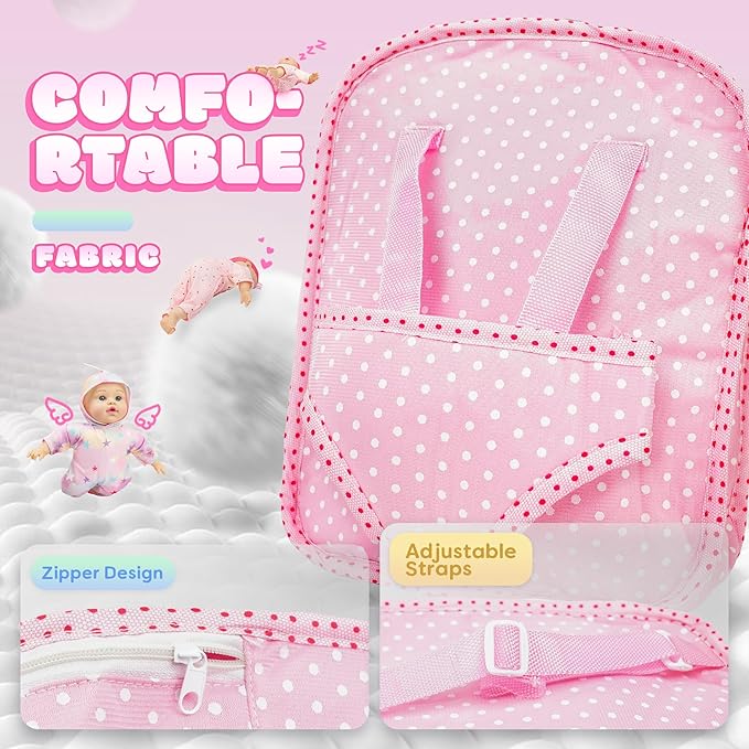 SMILESSKIDDO 12 Inch Soft Body Baby Doll for Toddlers with Take Along Dolls Backpack Carrier Accessories, Baby Doll Clothes and Babydoll Caring Set for Kids Girls 2 3 4 5 Year Old