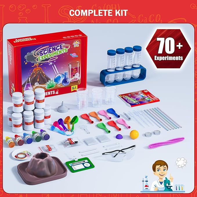 Science Kits for Kids - 70 Experiments Science Kit for Kids Age 6-12 Year Old, STEM Educational Science Toys Gifts for Girls Boys, Chemistry Set, Crystal Growing, Erupting Volcano