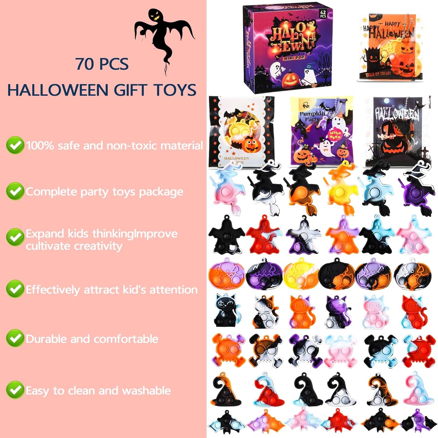 Mini Pop Keychain Fidget Sensory Toys, Mini Pop Bulk Fidget Keychain Toy Party Favors for Kids, Keychain Bubble Pop Stress Reliever Anti-Anxiety Toy for Kids Adults