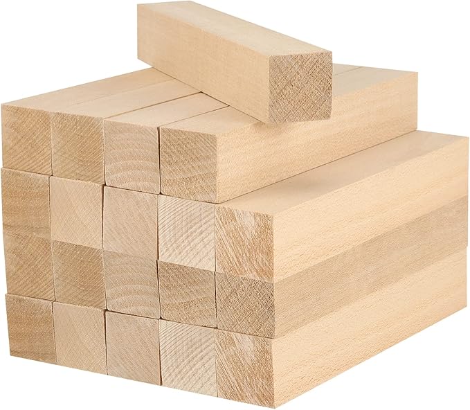JAPCHET 20 PCS 6 x 1 x 1 Inch Basswood Carving Blocks, Natural Whittling Blocks Unfinished Basswood Blocks for Beginners Carving, Crafting and Whittling