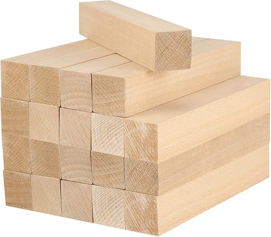 JAPCHET 20 PCS 6 x 1 x 1 Inch Basswood Carving Blocks, Natural Whittling Blocks Unfinished Basswood Blocks for Beginners Carving, Crafting and Whittling