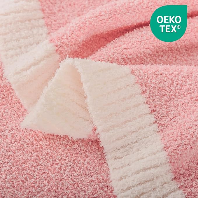 NEXHOME PRO Soft Blankets Pink Twin Size, Cozy Throw Blanket for Couch, Warm Reversible Knit Blanket for Women, Fuzzy Lightweight Throws for Sofa, Bed, Picnic, Heather Hot Pink, 60 x 80 inches
