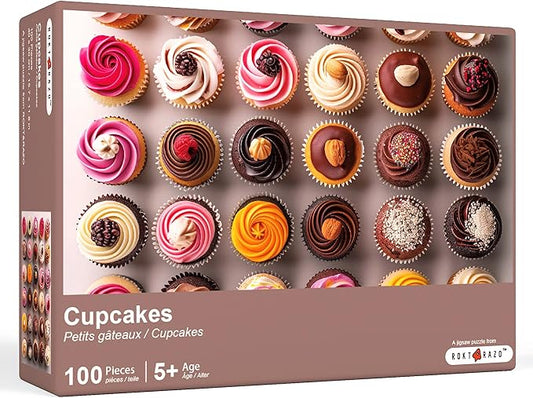 100 Pieces Jigsaw Puzzles, Large Pieces, Puzzles for Beginners, Easy Puzzles for Kids and Seniors, Family Game Nights, Finish Size 15.7 x 11.8 in (Cupcakes)