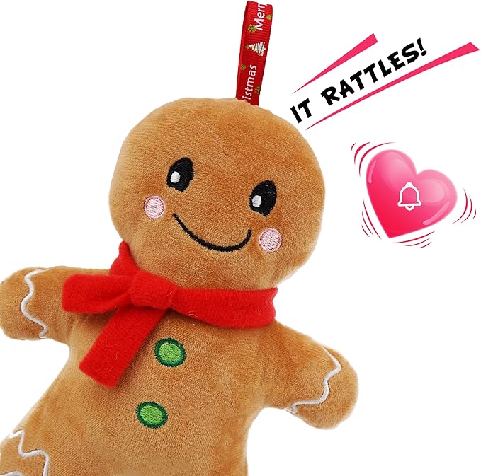 June Garden 8" My First Gingerbread Boy Doll – Soft Plush Baby Christmas Toy with Rattle for Infants, Nursery & Home Décor