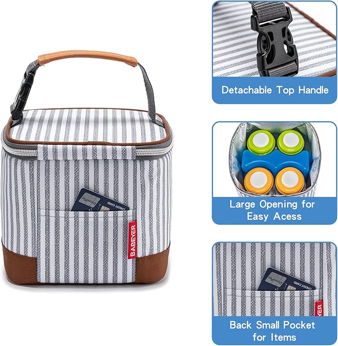 Breastmilk Cooler Bag with Ice Pack Fits 4 Baby Bottles Up to 5 Ounce, Baby Bottle Cooler Bag Great for Nursing Mom Daycare, Straps