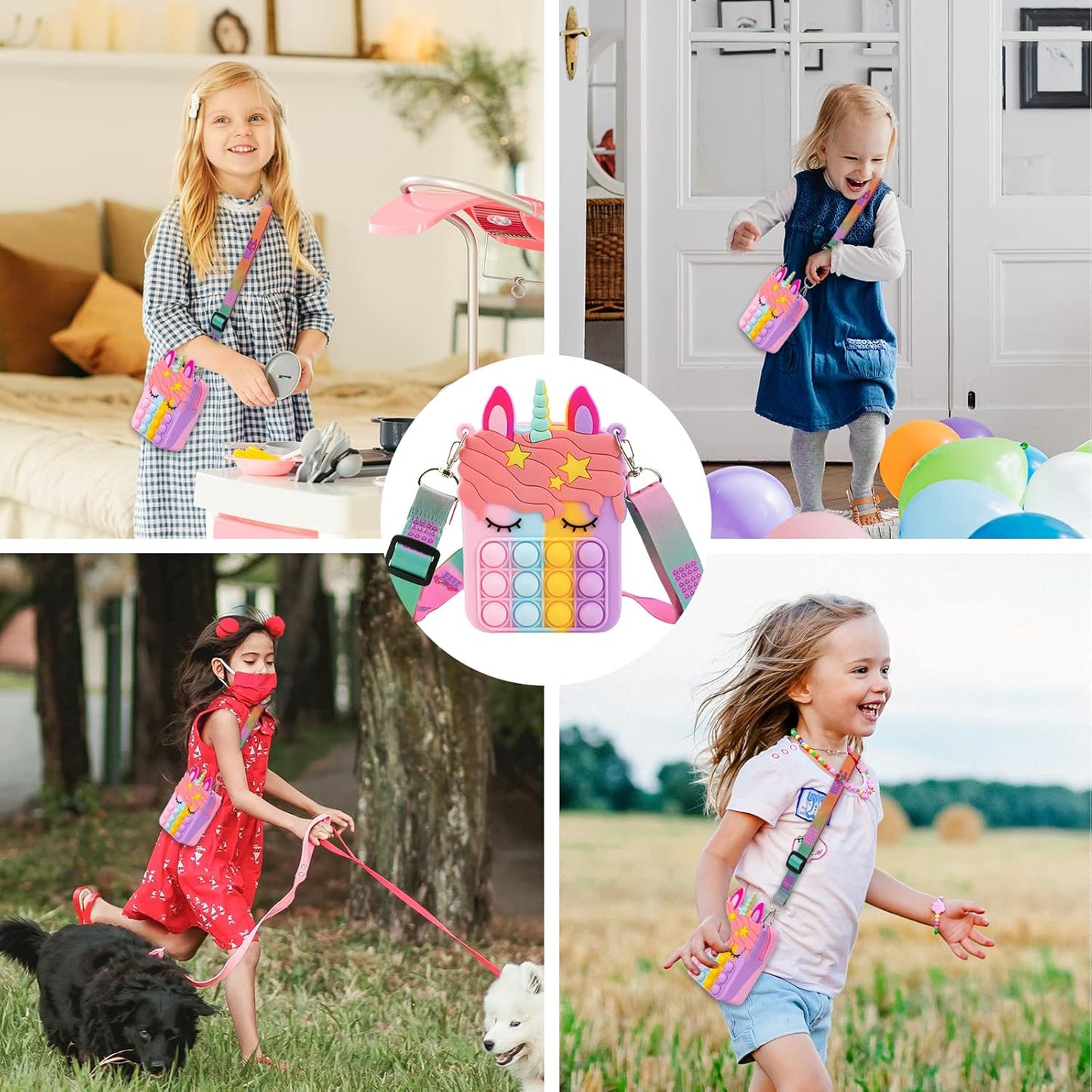 Civan Unicorn Shoulder Bag for Girls and Women, Unicorn Purse Bags, Lovely Sensory Silicone Cartoon Bag for Students Kids Unicorn Pop Sensory Popper Toys,Unicorn Gifts Toys for Girls Birthday Present