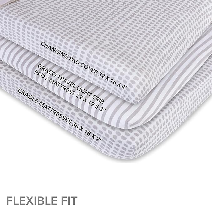 Ely's & Co. Waterproof Changing Pad Covers | Cradles Sheets 2 Pack - 100% Jersey Cotton with Waterproof Liner - Neutral Taupe Grey for Baby Girls and Boys, Newborn Essentials