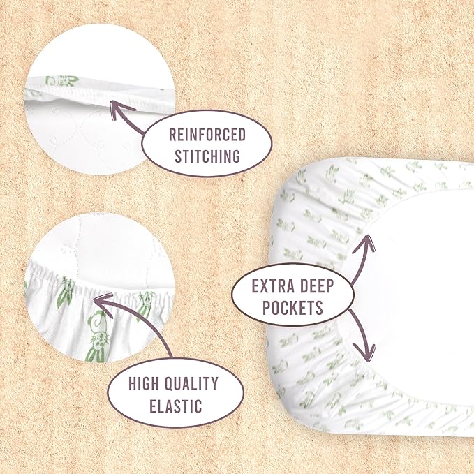 Bassinet Sheets Girl– 3-Pack Soft Fitted Bassinet Sheets, Organic Cotton, Breathable & Cozy, Fits 32x16x4 Inch Rectangle, Oval & Hourglass Mattresses
