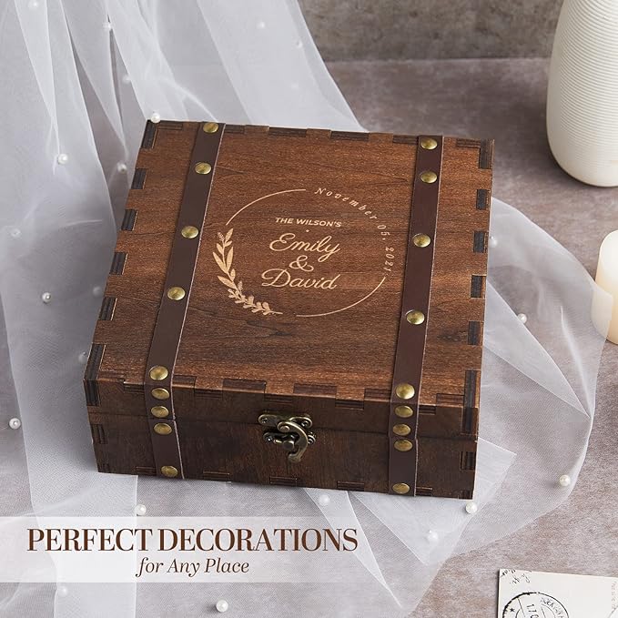 AW BRIDAL Personalized Keepsake Boxes Wood Storage Box Memorial Gift Box Wedding Gifts for Couples Engagement Bride Gifts for Her//DK2201CPP61//