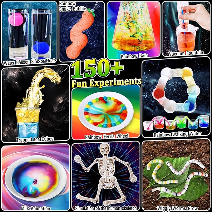 150 Experiments Science Kit for Kids, Chemistry Set, Scientific Christmas Birthday Toys Gifts Ideas for Boys Girls, Break Geodes, Volcano,S.T.E.M Learning Projects