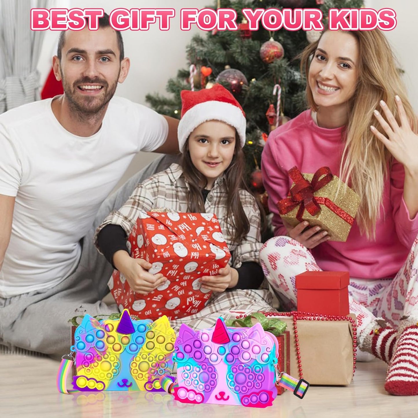 2 Pack Pocket Purse, Unicorn Toys Purse for Toddlers Girls Age 2 3 4-6 Year Old Birthday Gift Valentines Christmas Stocking Easter Basket Stuffers Stuff, Women Shoulder Bag Sensory Fidget Toys